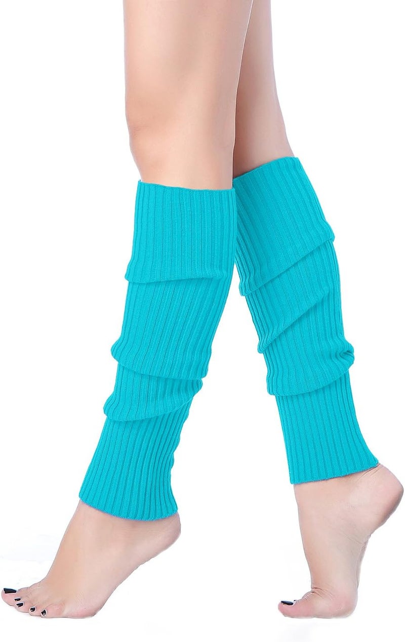 v28 Women Juniors Neon Ribbed Leg Warmers for 80s Eighty's Party Sports Yoga - Image 1